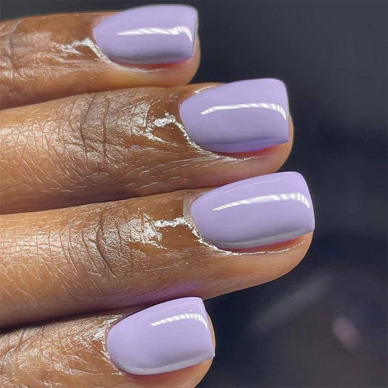 Unhas curtas de verão escuras brilhantes elegantes quadradas de quatro cores para unhas, comércio exterior, desgaste, beleza, peça destacável, 24 peças_voghion.com