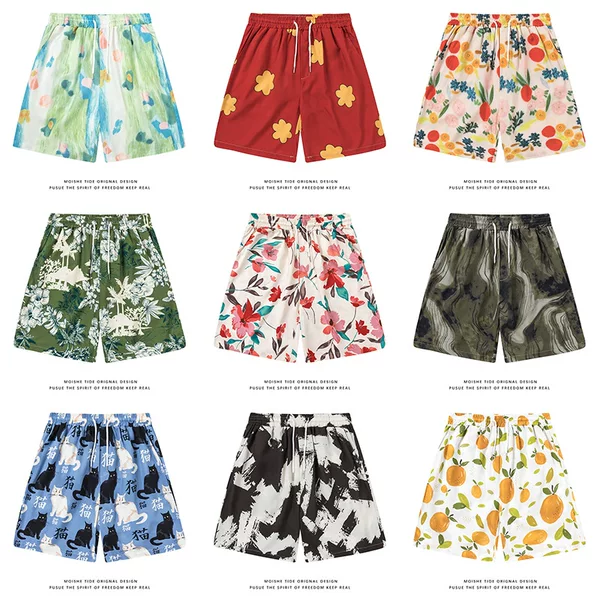 Guangzhou Wholesale Hawaiian Style Floral Print Casual Beach Shorts Men's and Women's Loose Seaside Holiday Shorts Trendy