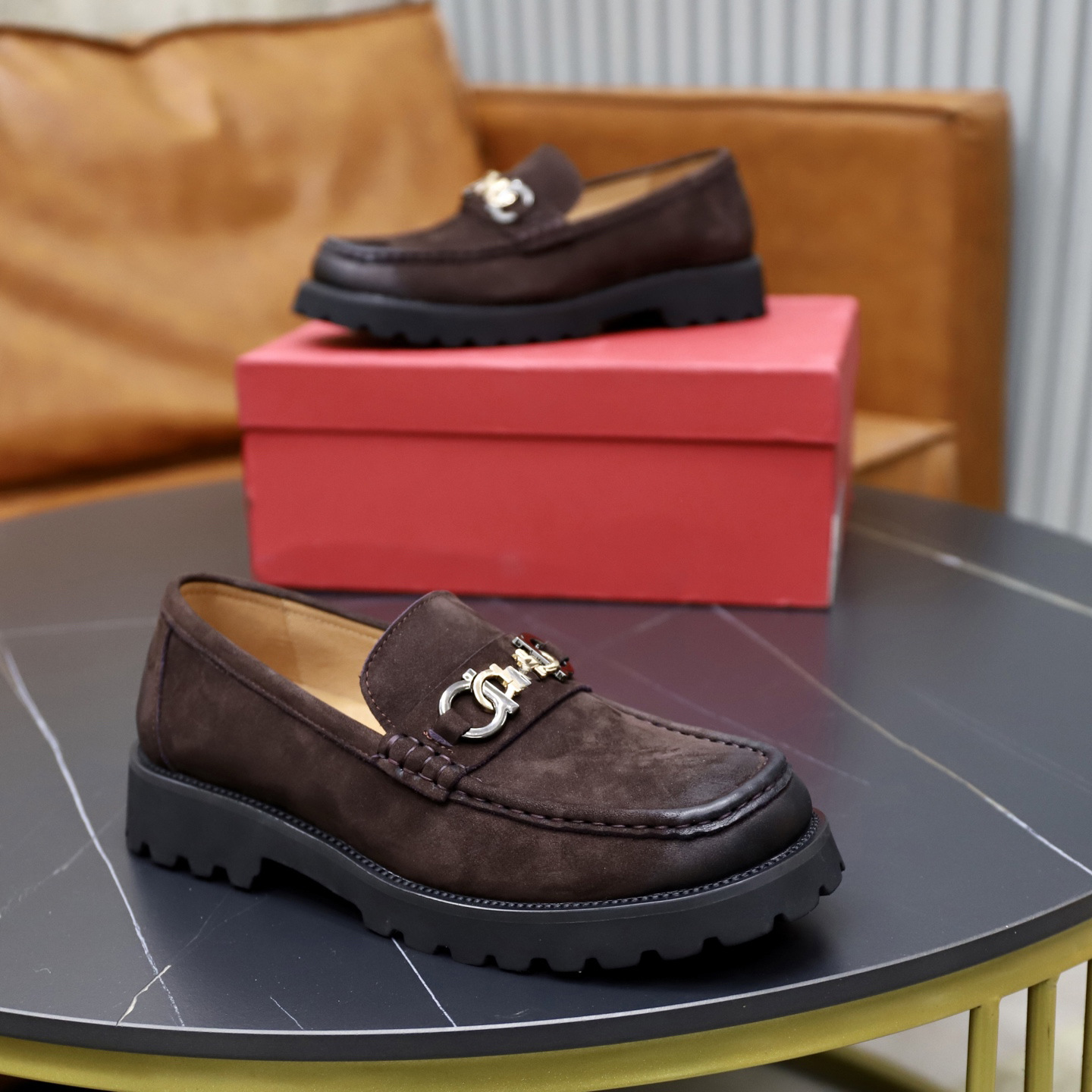 Quality Shoes Spring Summer New Retro Old Money Style Loafers Big Toe Brown Suede Shoes Men_vogvips.com
