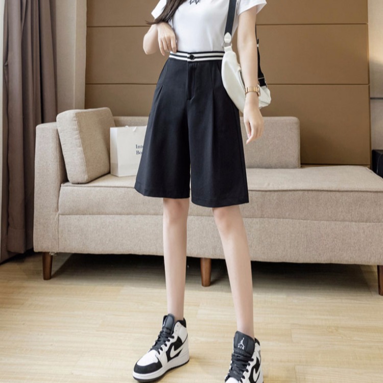 五分裤女直筒休闲宽松大码中裤2021新款高腰5分胖mm夏季阔腿短裤|ms