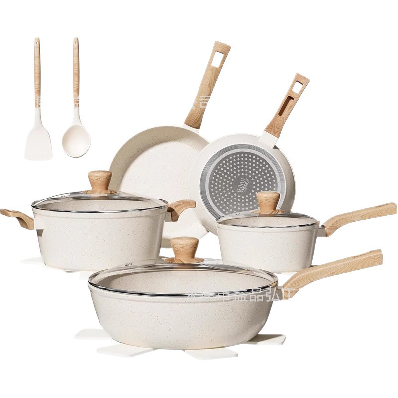 Juego de sartén antiadherente de piedra médica para el hogar, sartén, sartén, sartén, sartén, juego completo, olla de regalo, al por mayor