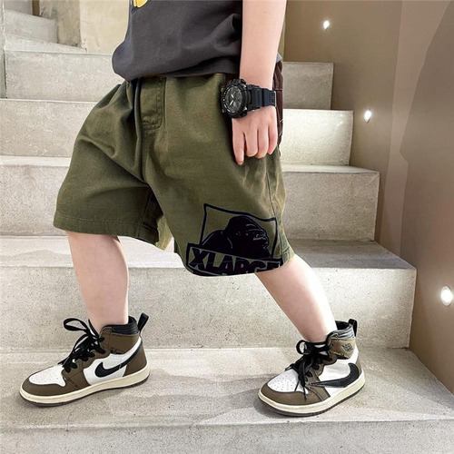 Children's Summer Outerwear 2024 New Japanese Style Pure Cotton Five-Button Business Trousers Thin Model for Middle and Small Children Baby Stylish