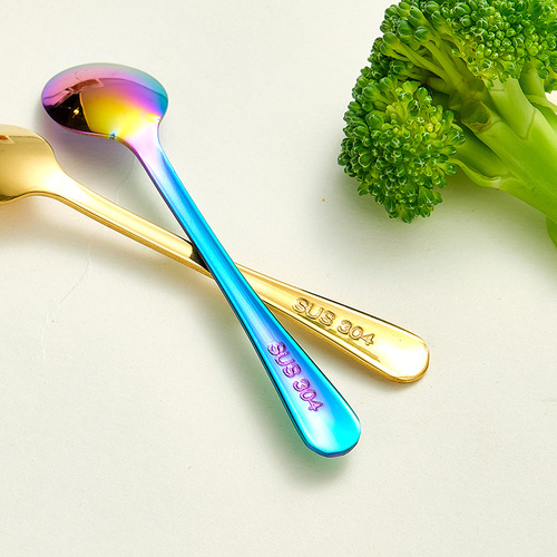 Small 304 stainless steel round spoon, 7.5 cm, seasoning spoon, coffee spoon, bird's nest dessert, popsicle ice cream spoon