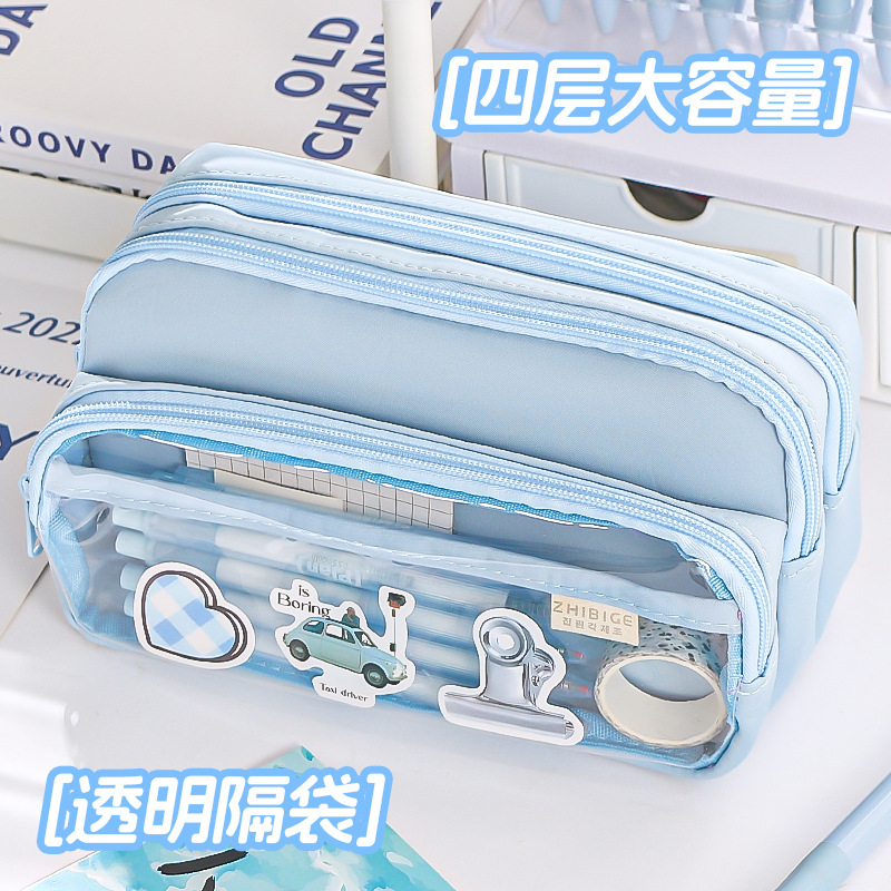 Bolsa de lápiz creativa de gran capacidad para estudiantes de primaria y secundaria 2024 nueva bolsa de lápiz simple de color macarón