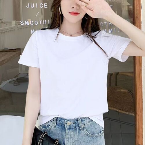 Women's Short Sleeve T-Shirt 2025 Loose Round Neck Half Sleeve T-Shirt Summer Thin Version High-End Pure Color Women's Top
