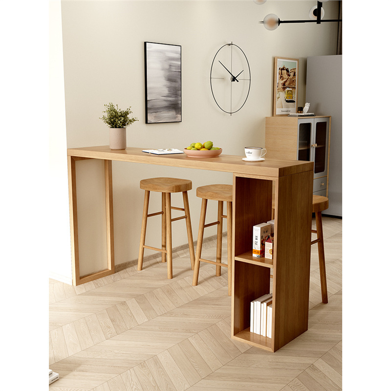 Solid Wood Bar Table Home Guest Restaurant Partition Cabinet Nordic Small Bar Balcony Leisure Wall High Narrow Long Table