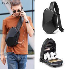 BANGE时尚胸包男士菱形机械硬壳包日韩休闲商务单肩包chest bag