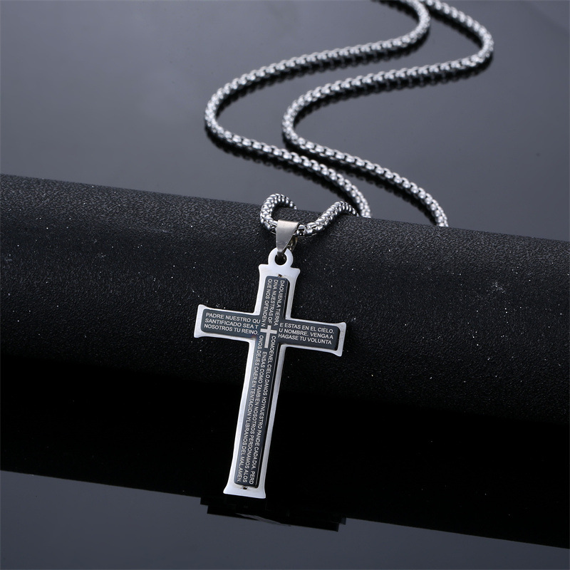 Fashion Cross Stainless Steel Titanium Steel Plating Pendant Necklace 1 Piece