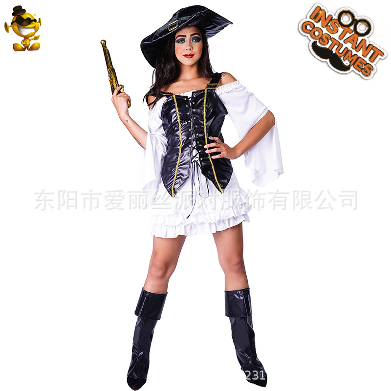 Halloween adulto grande mujer pirata traje de rendimiento de cuero mascarada Cosplay pirata juego traje