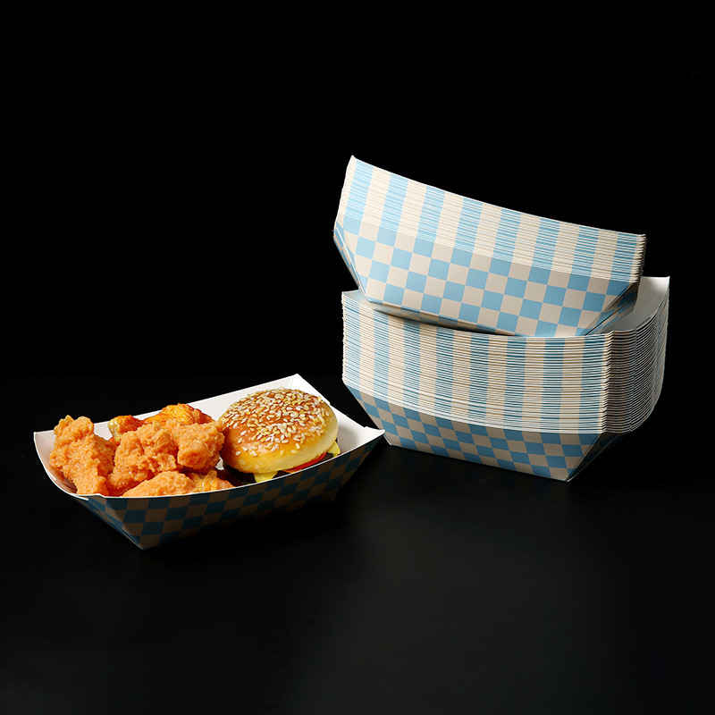 Pollo frito de comercio exterior personalizado, papas fritas, cartón blanco, caja de barco, brochetas a prueba de aceite, caja de empaque de bocadillos, caja abierta de flores de arroz con pollo sin descuento