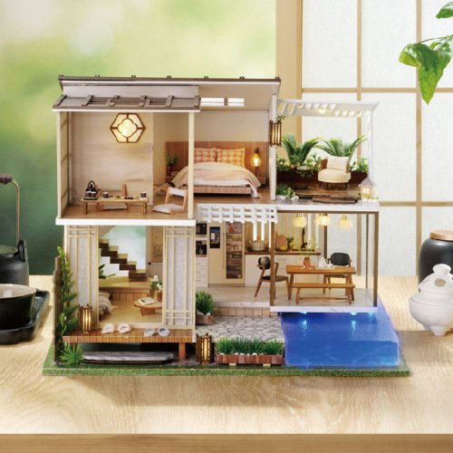 Premium Gift Smart House DIY Small House Tranquil and Elegant Assembled Two-Story Wooden Villa Model Toy Wholesale