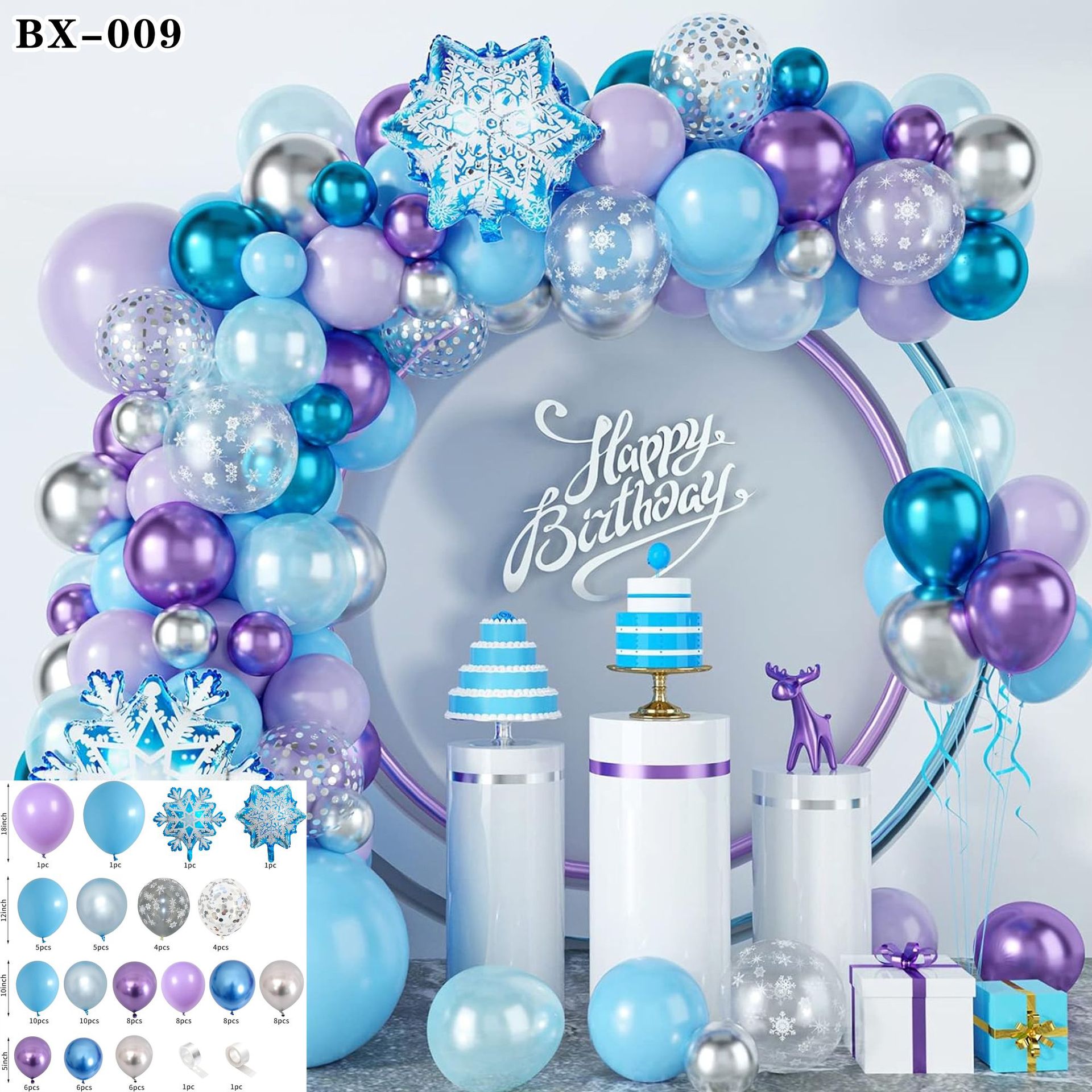 Frozen azul tema cumpleaños decoración globo traje princesa niña niños años de edad decoración escena diseño