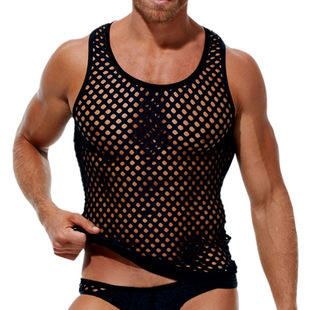Men's Casual Hollow Sexy Vest Cross-border Large Size Summer Outdoor Holiday Beach Mesh Sexy Breathable Vest