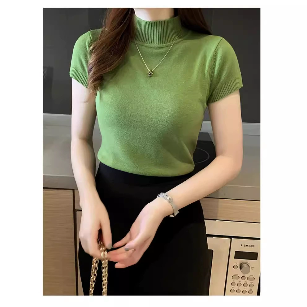 Весенняя одежда 2022 новая рубашка с половинным воротником Нижняя рубашка с короткими рукавами