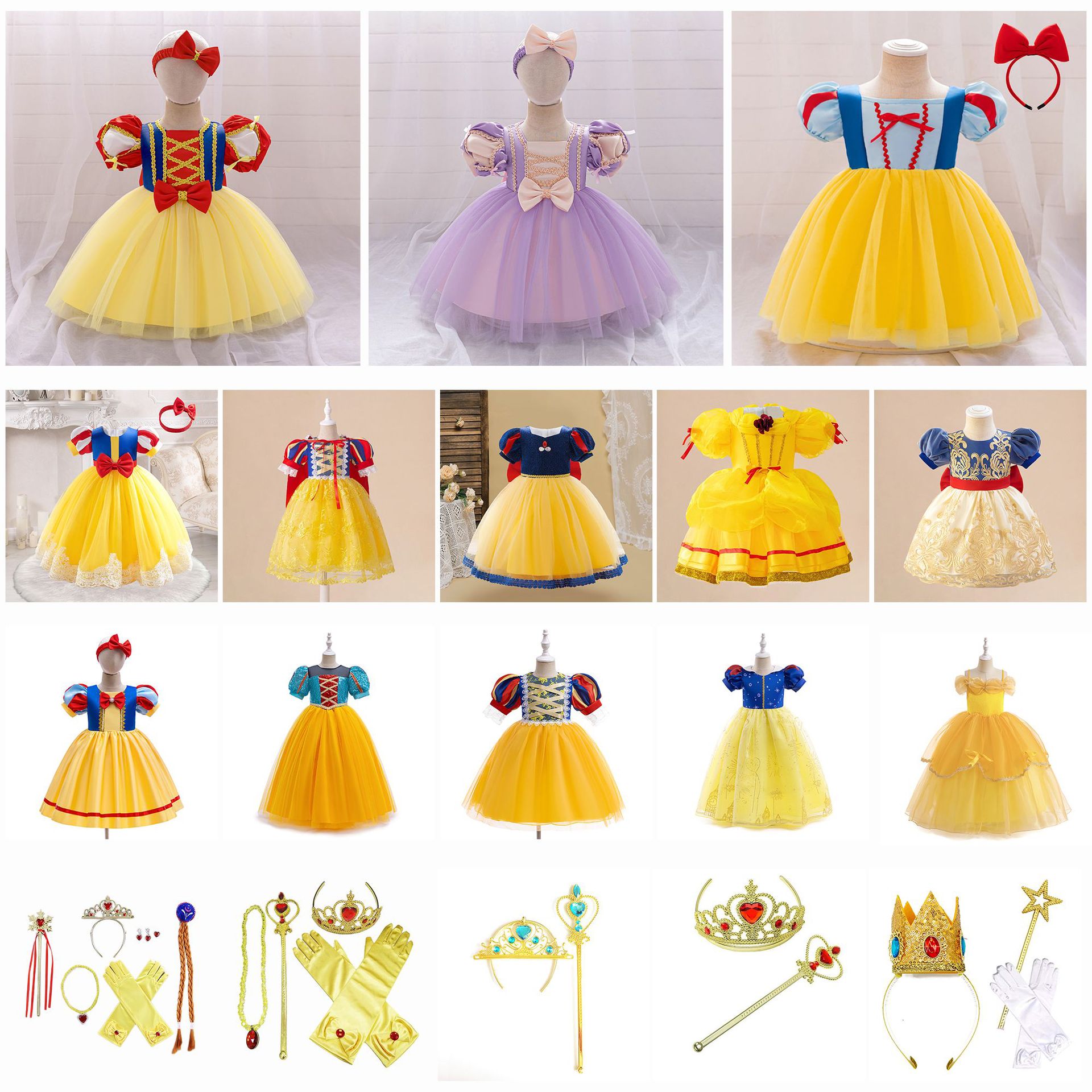 Halloween Dress Up Blancanieves vestido esponjoso vestido de fiesta de cosplay para niñas