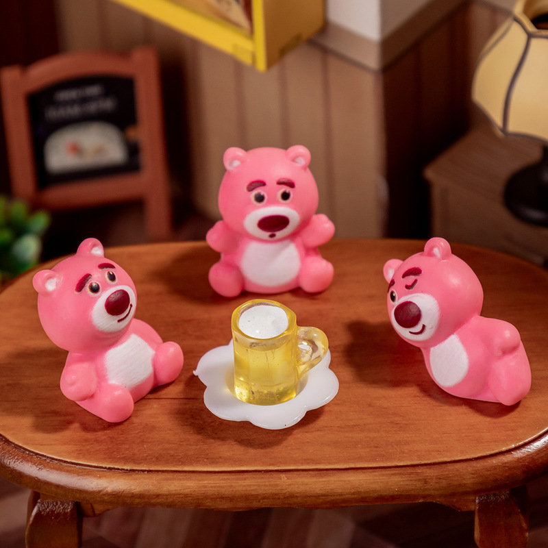 クリエイティブイチゴクマ樹脂クラフト装飾装飾品 diy ソリッドカラーかわいいかわいい手作り小動物装飾品|undefined