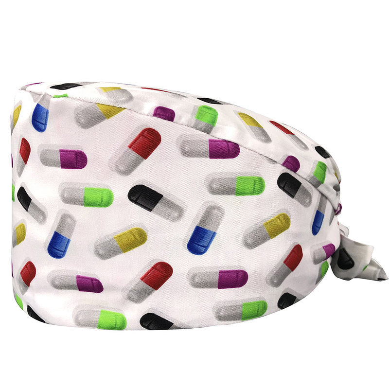 El algodón puro de las mujeres impresas europeas y americanas del sombrero de la enfermera de ICU con la toalla del sudor gorra quirúrgica del comercio exterior tapa de la cabeza del bolso entrega transfronteriza