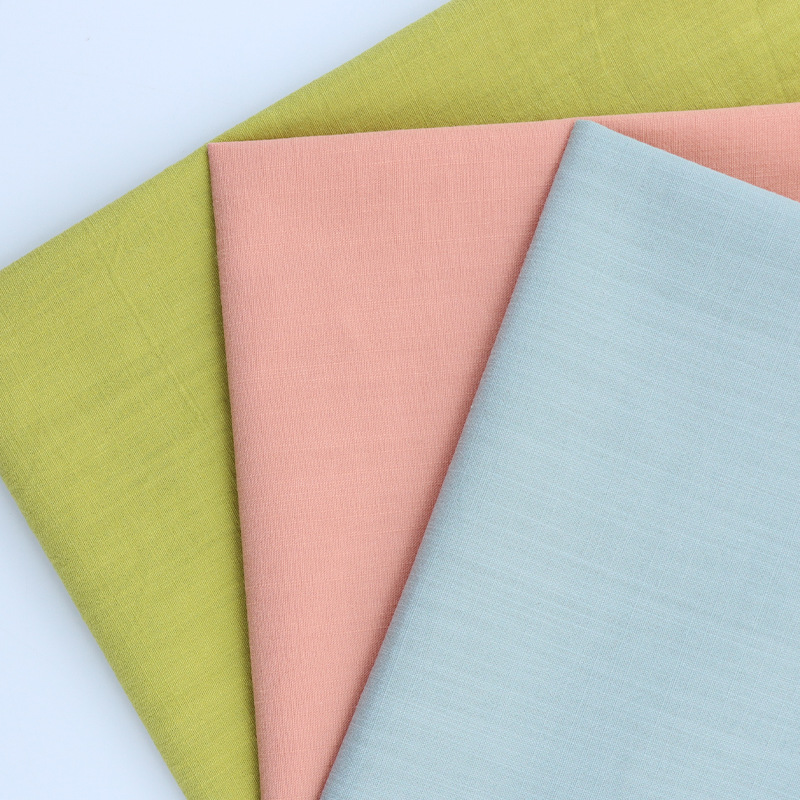 Venta al por mayor de moda lavado algodón Lino algodón slub tela algodón sandwashed algodón primavera y verano casual Top camisa vestido tela