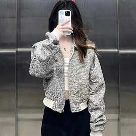 2024春秋新款小香风外套女设计感小众初春气质显瘦短款正肩夹克潮