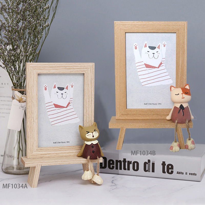 Creative wooden table decoration children's gift decoration cute cat photo frame decoration bench photo frame factory wholesale photo frame