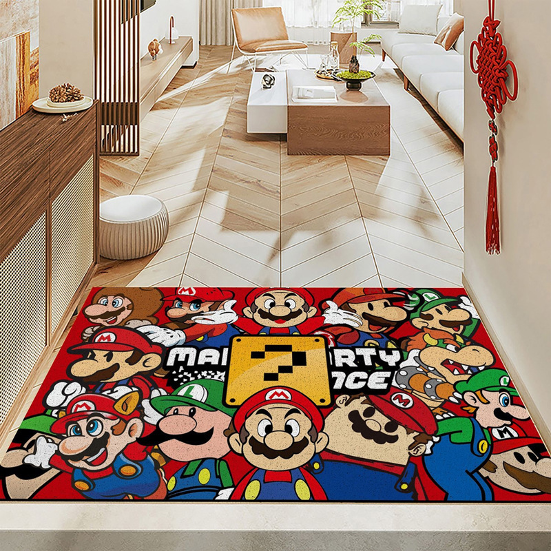 Super Mario Entrance Mat, Stain-Resistant, Cuttable, Wear-Resistant, Cartoon Square Non-Slip Doormat
