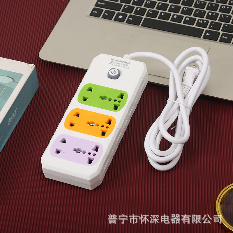 总控开关跨境插排美规小英规欧式多国通用孔外贸专供电源插座插版