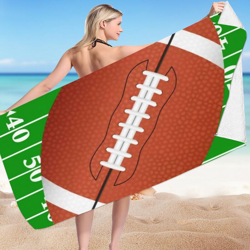 Full-Print Logo Beach Towel Wholesale for Athletes and Enthusiasts: Rugby, Baseball, Basketball, Football Bath Towel E18