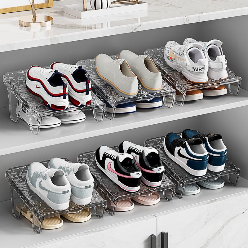 Estante de almacenamiento de zapatos de plástico de doble capa, estante de gabinete de zapatos de doble capa, gabinete de zapatos domésticos, estante de almacenamiento de zapatos multicapa, zapatillas