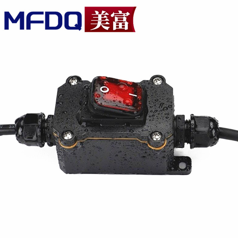 大功率线上中途防水盒开关12V220V带灯改装户外接线防水电线盒