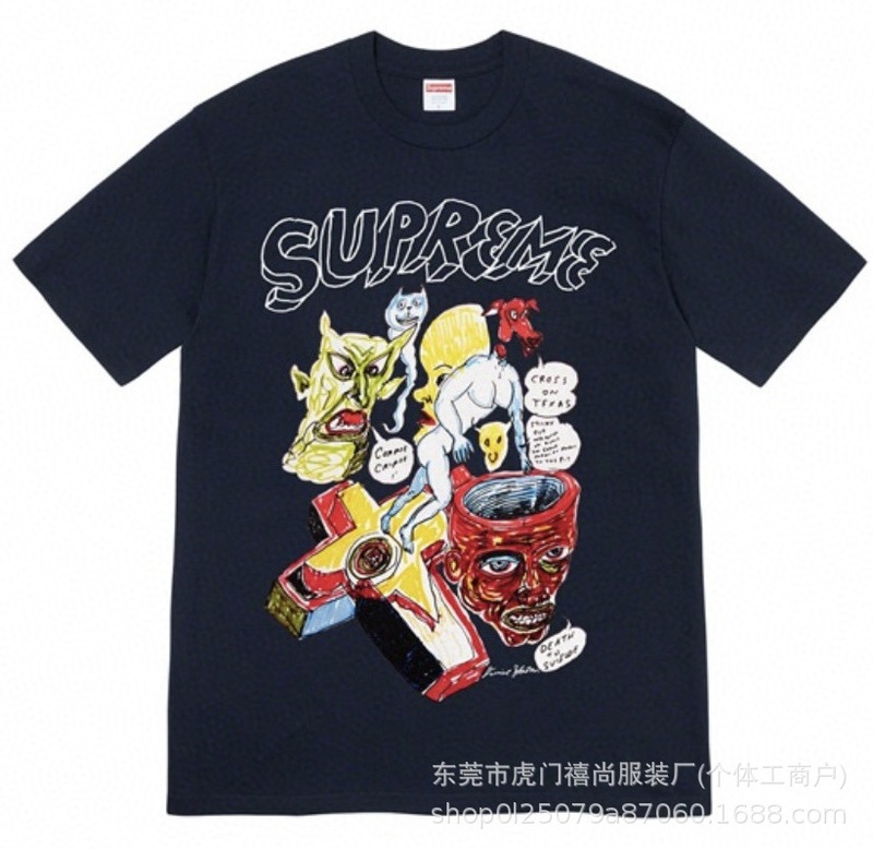 クロスボーダー 25ss アメリカントレンド Supreme ハイバージョン レタープリント ラウンドネック 半袖 ユニセックス ゆったり カジュアル Tシャツ|undefined