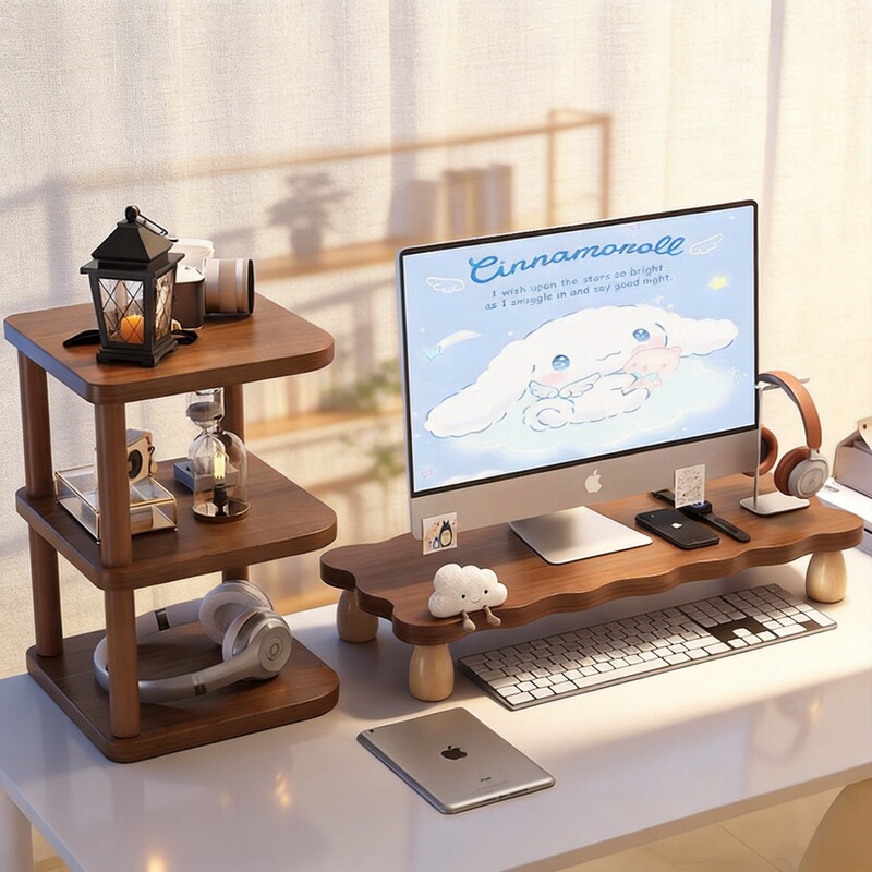 Desktop Computer Monitor Riser Stand, Desktop Storage Rack, Gaming Room Office Desk Laptop Stand
