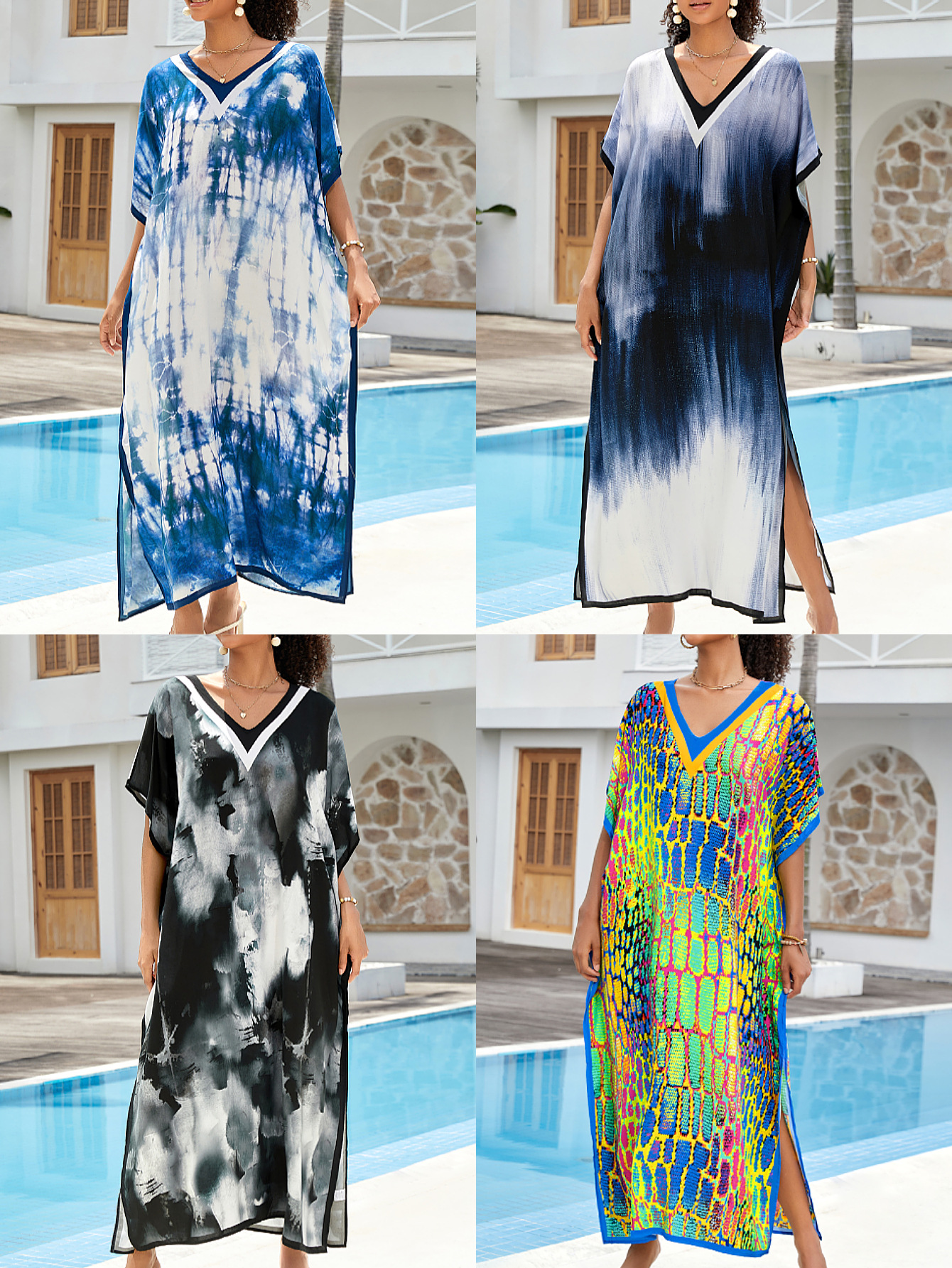 Playa blusa algodón hombre colocación de impresión de tinte vestido de vacaciones bikini camiseta protector solar traje de baño blusa A039