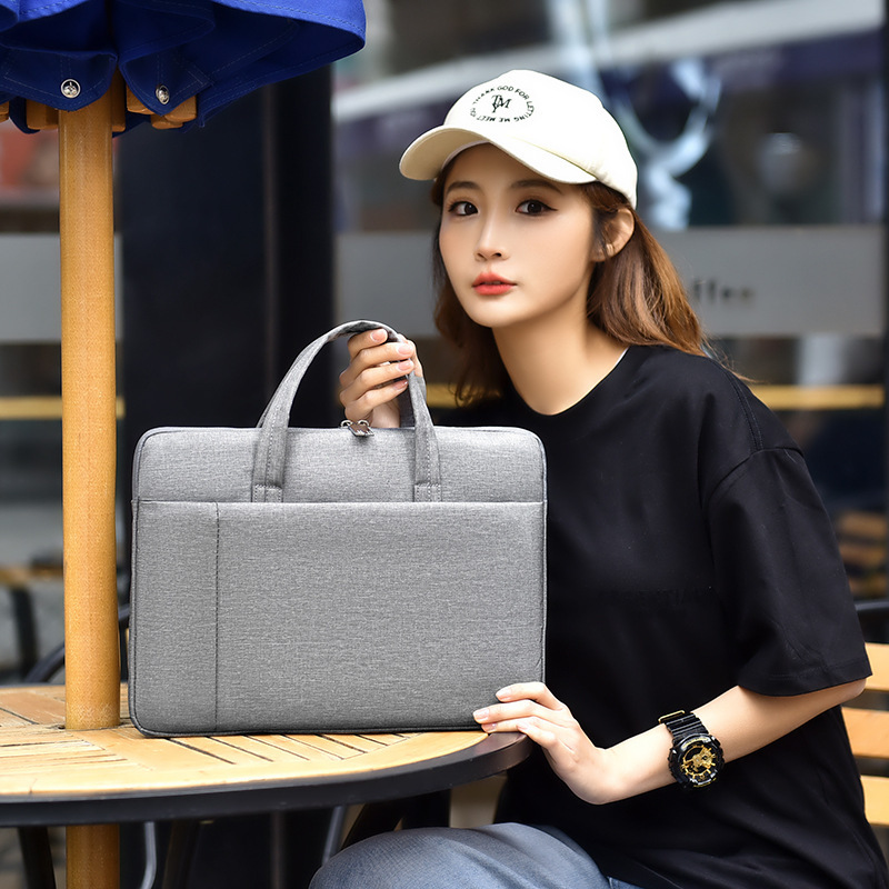 New Simple Solid Color Laptop Bag for College Students Laptop Bag Men's and Women's Casual Fashion Briefcase Cross-border