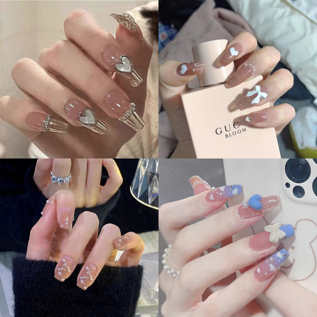 福利秋冬穿戴甲简约跳色冰透红棕美甲渐变显白气质穿戴甲爆款合集