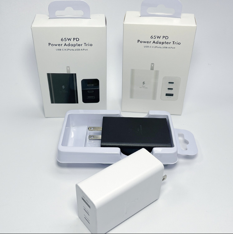 Suitable for Samsung 65W Charger, European Standard, American Standard, British Standard, Three-Port Pd Multi-Protocol Acc Mobile Phone Adapter Wholesale