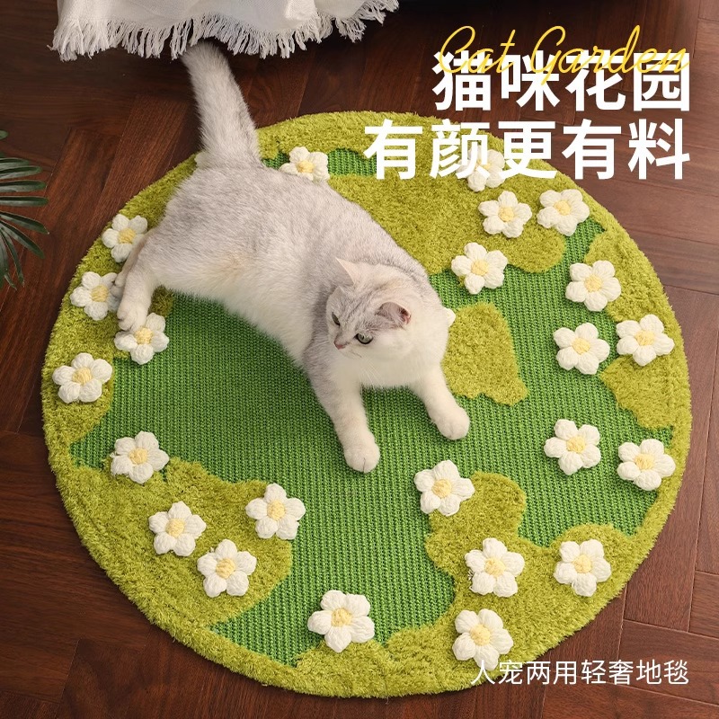 Alfombra de flores de seda para gatos resistente al arañazo, desgaste y no caspa, almohadilla de arañazo para gatos, placa de arañazo para gatos, protector para sofá