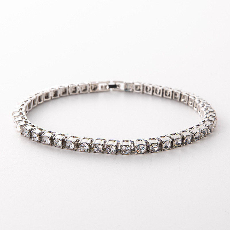 Cross-border hip-hop jewelry men's fashion fashion jewelry wholesale full of rhinestone 5mm tennis chain a row of bracelets Cross-border hip-hop jewelry men's fashion fashion jewelry wholesale full of rhinestone 5mm tennis chain a row of bracelets