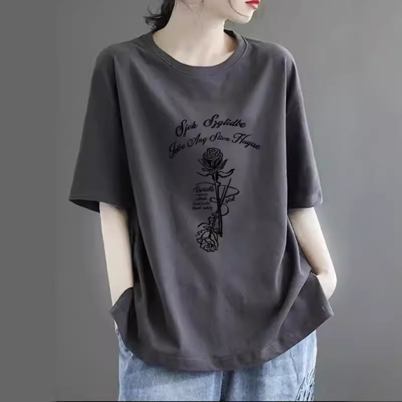 300kg plus size maternity summer cotton coat loose belly covering coat slim short sleeve T-shirt medium length