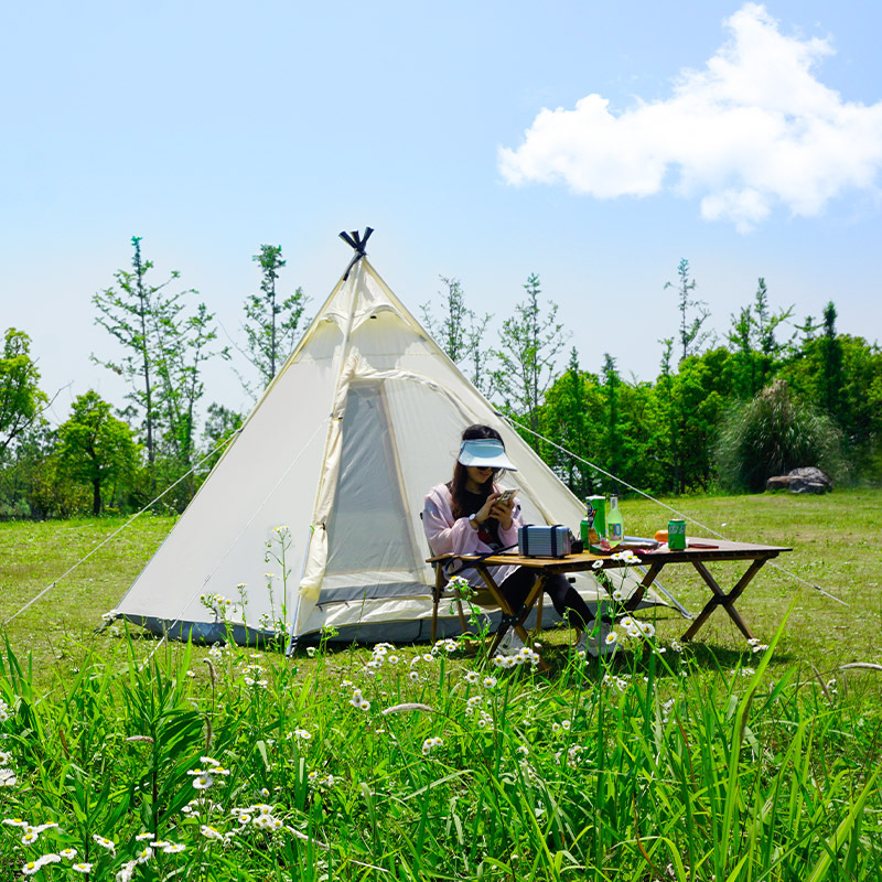 Carpa piramidal multifuncional, carpa india para 3 a 4 personas, carpa de camping con techo puntiagudo, protección solar y a prueba de lluvia para exteriores.