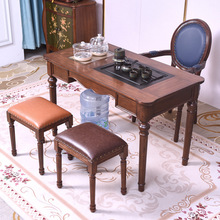美式茶桌家用小茶台实木泡茶简约欧式茶桌椅组合功夫阳台复古茶台