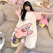 派大星睡衣裙女夏天公主风学生卡通宽松短袖中长款夏季睡裙可外穿