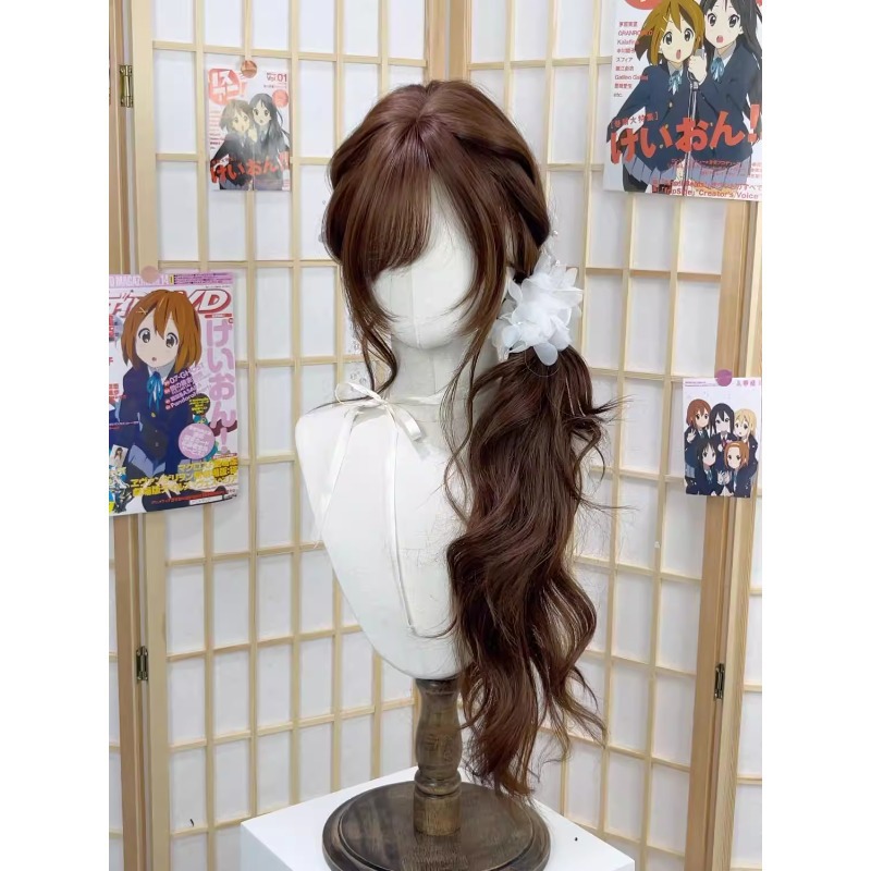 Koni Vintage Japanse stijl lange krullende pruik in chocoladebruin - zacht en lief Lolita volledig hoofdkostuum
