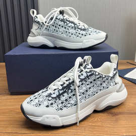 原标广州货欧洲站新款牛皮拼接帆布系带厚底休闲板鞋外贸男鞋