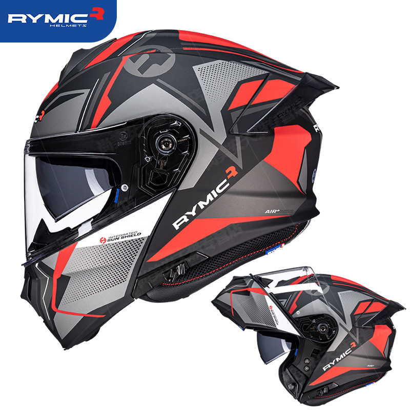 Casco de motocicleta Ruimi, motocicleta para hombres y mujeres, casco de doble espejo, ranura Bluetooth totalmente cubierta, cola grande de cuatro estaciones 3C