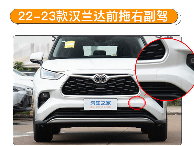 Suitable for 22 23 years Toyota Highlander front bumper towing cover trailer hook cover decorative cover pull hole cover