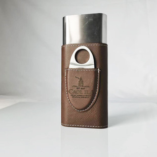 Amazon Cross-Border E-Commerce Hot Selling Cigar Box Portable Stainless Steel Leather Cigar Tube Cigar Leather Set with Lid Wine Bottle