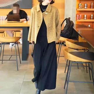 241097大爱美依缘2026新款高级感宽松翻领呢子外衣女神范减龄外套