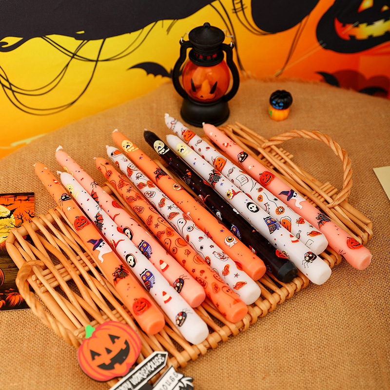 25 センチメートルクロスボーダーハロウィンカボチャゴーストプリントロングロッド無煙キャンドルパーティーパーティーハロウィン装飾小道具|undefined