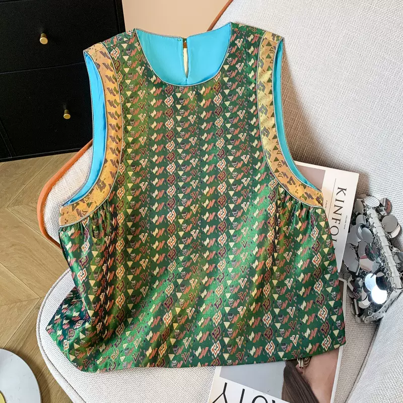 2025秋季新款复古新中式国风改良宽松休闲套头圆领马甲背心上衣女