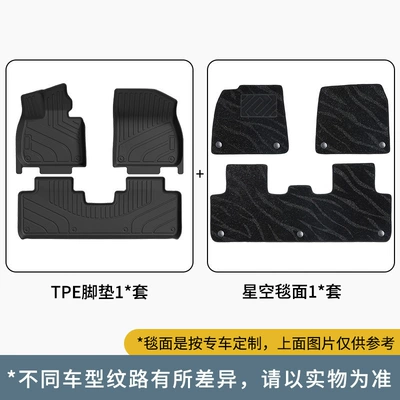 Universal Foot Pad Dedicated Trunk Mat, Three-Row Seat - ideal-black-single-layer-floor-mat-galaxy-blanket-surface